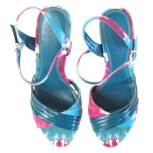 Women's Sandals DESIGNER  MULTICOLOR TIE DYE -WHITE PLATFORM HIGH HEELS 8 1/2 M